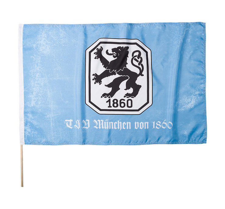 Fahne Retro Logo hellblau/weiß 100x150