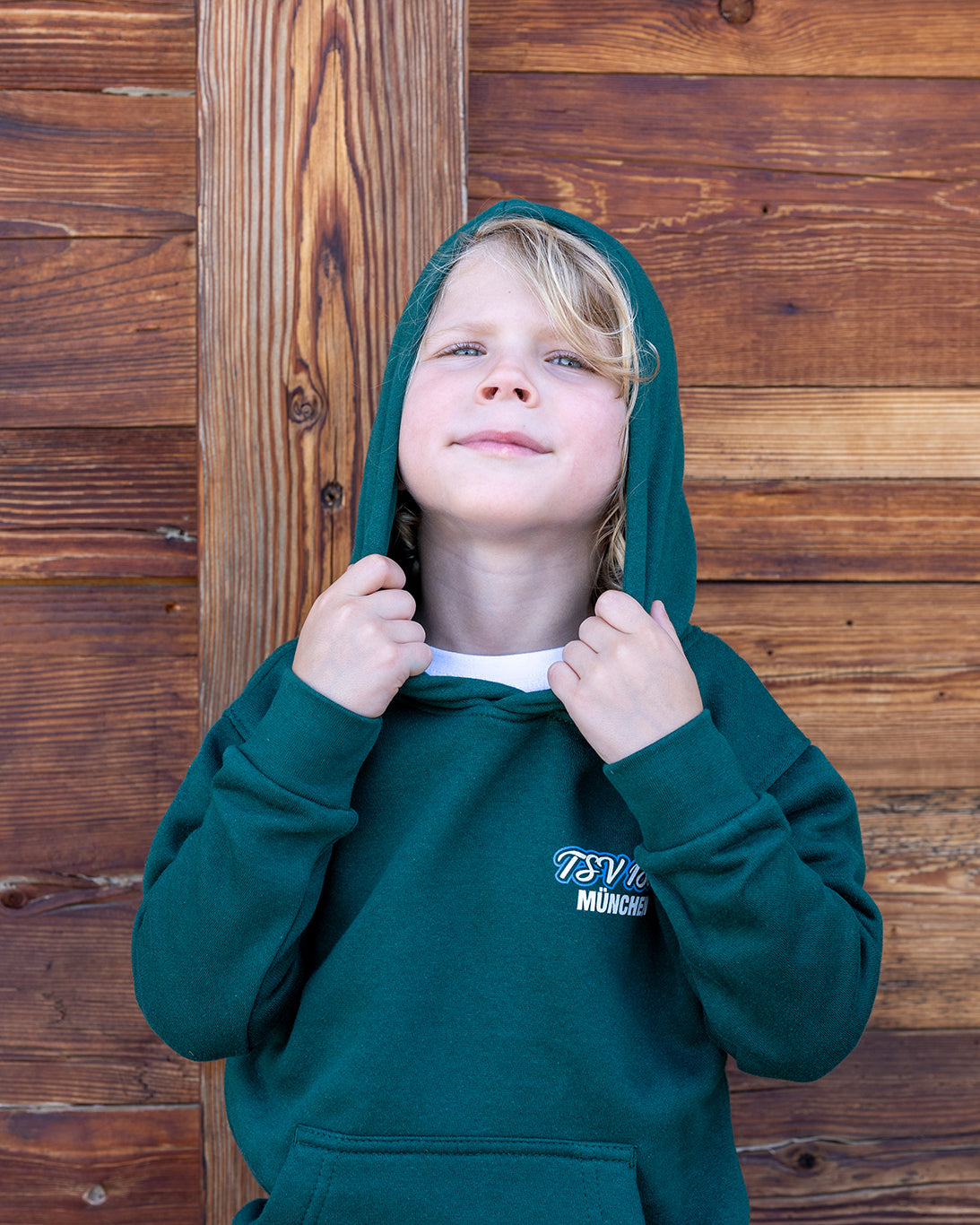 Kinder Hoodie Raute dunkelgrün