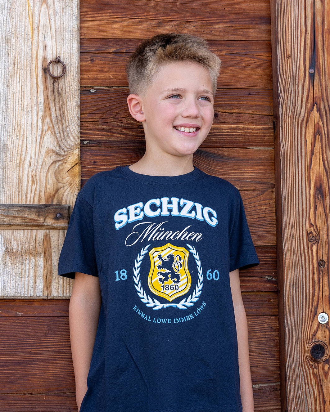 Kinder T-Shirt Lorbeer Wappen navy