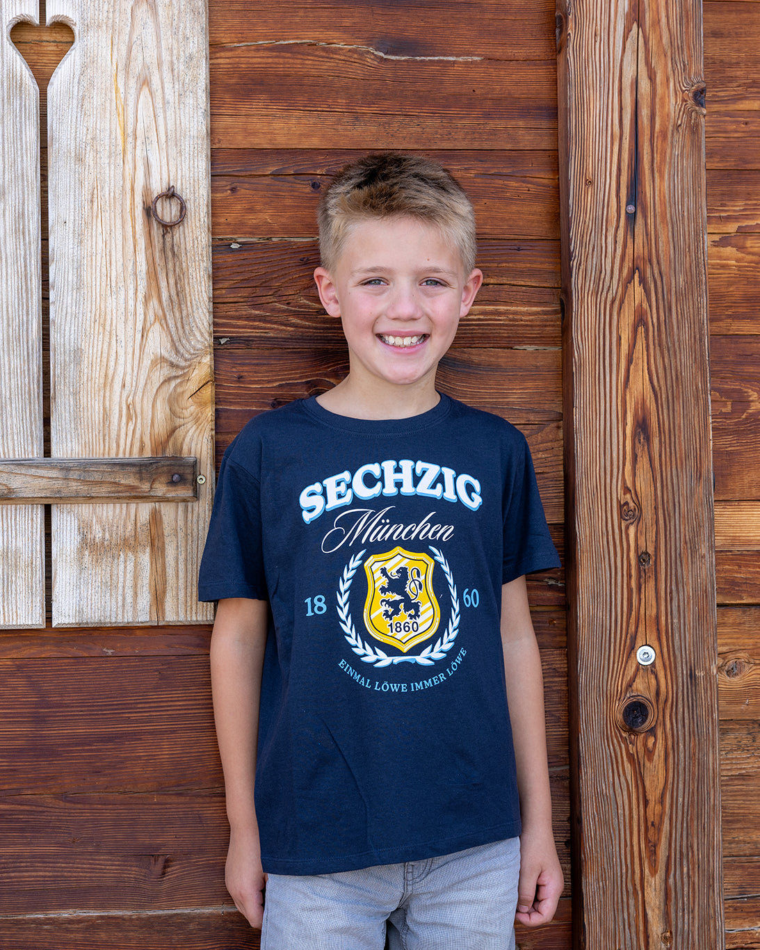 Kinder T-Shirt Lorbeer Wappen navy