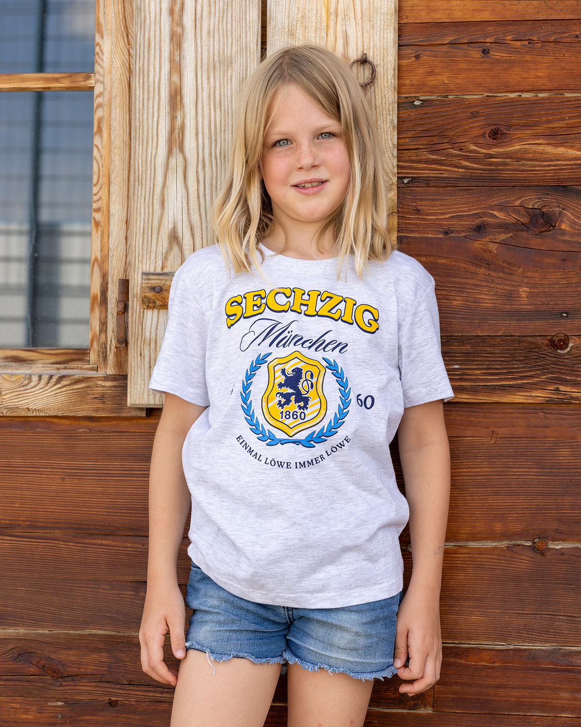 Kinder T-Shirt Lorbeer Wappen ash