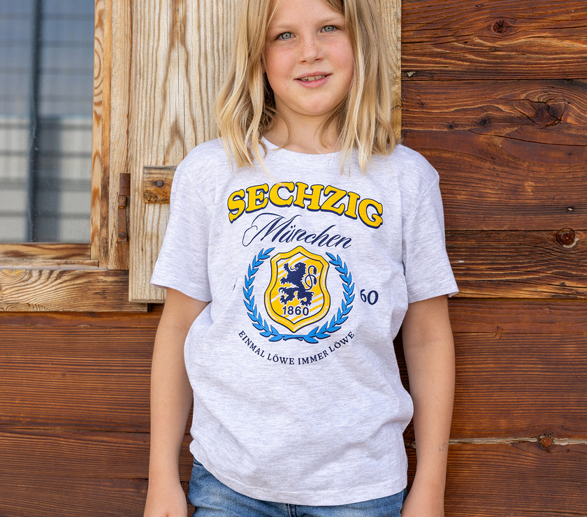 Kinder T-Shirt Lorbeer Wappen ash