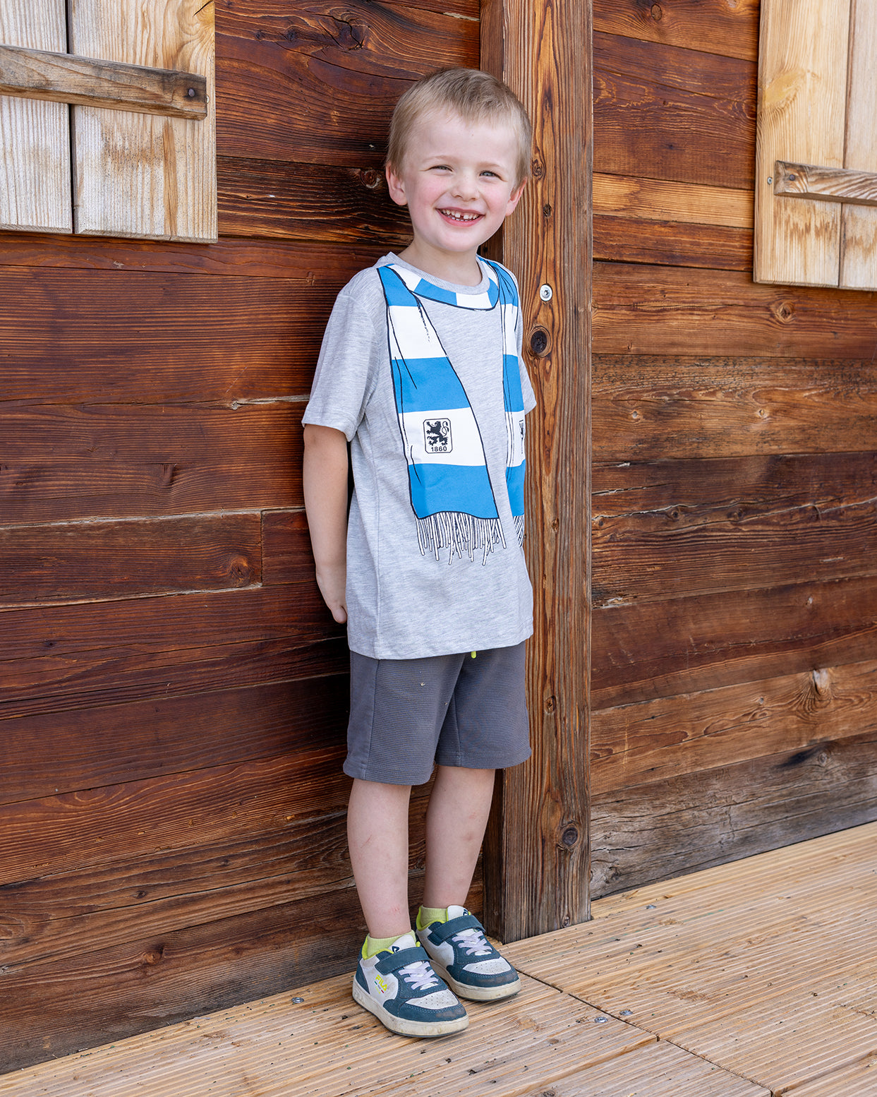 Kinder T-Shirt Schal hellgrau