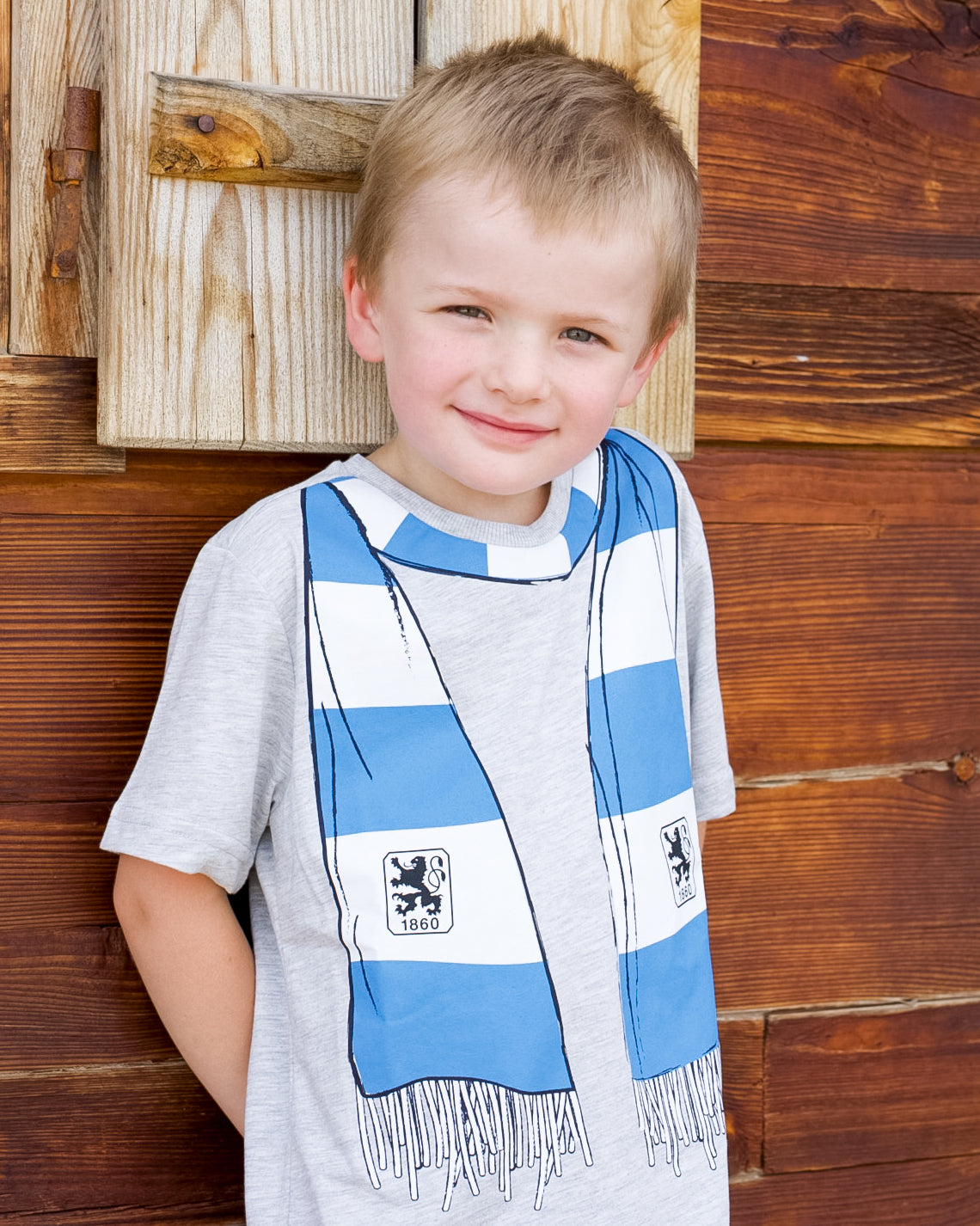 Kinder T-Shirt Schal hellgrau