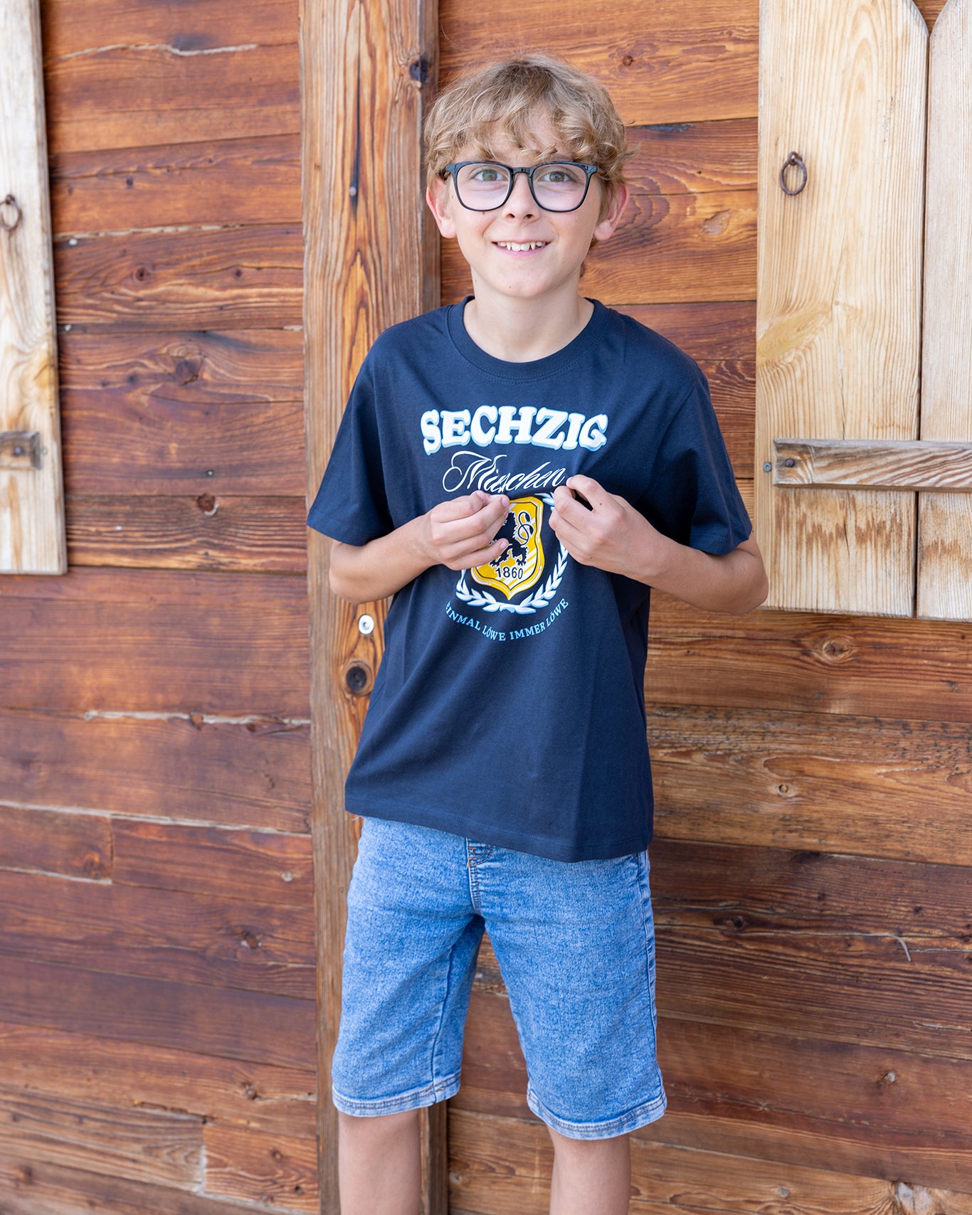 Kinder T-Shirt Lorbeer Wappen navy