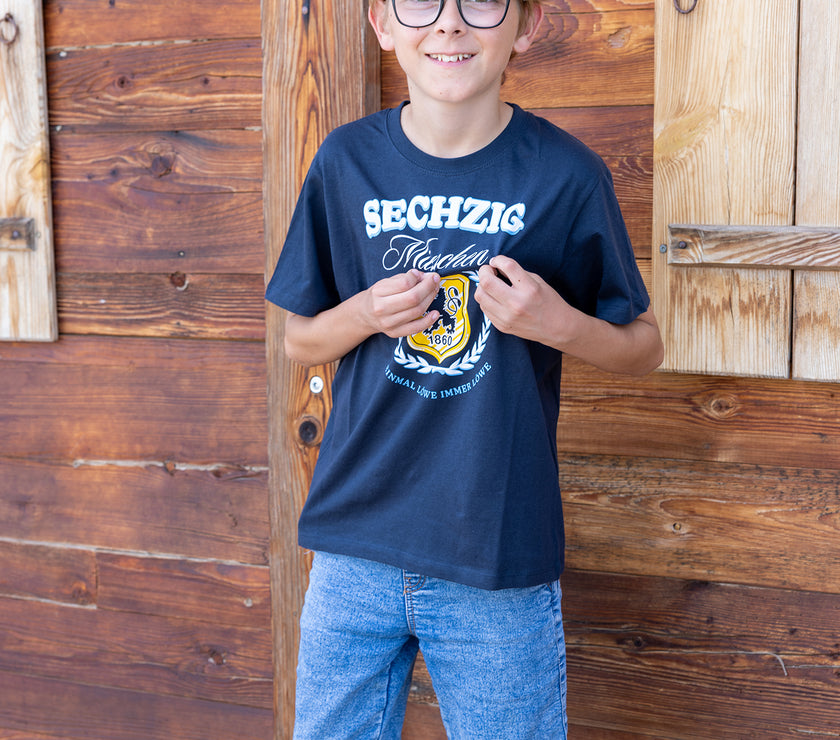 Kinder T-Shirt Lorbeer Wappen navy