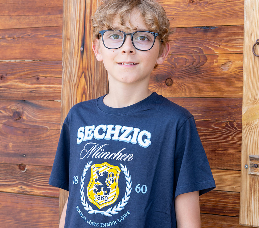 Kinder T-Shirt Lorbeer Wappen navy